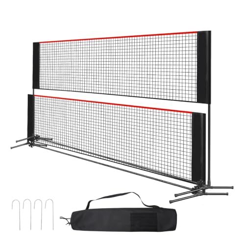 DUMOS Portable Badminton Net Set 3-5FT Adjustable Height 10FT Wide Multi Sport Net for Pickleball Tennis Volleyball Soccer Tennis Indoor Outdoor with Carry Bag Easy Setup