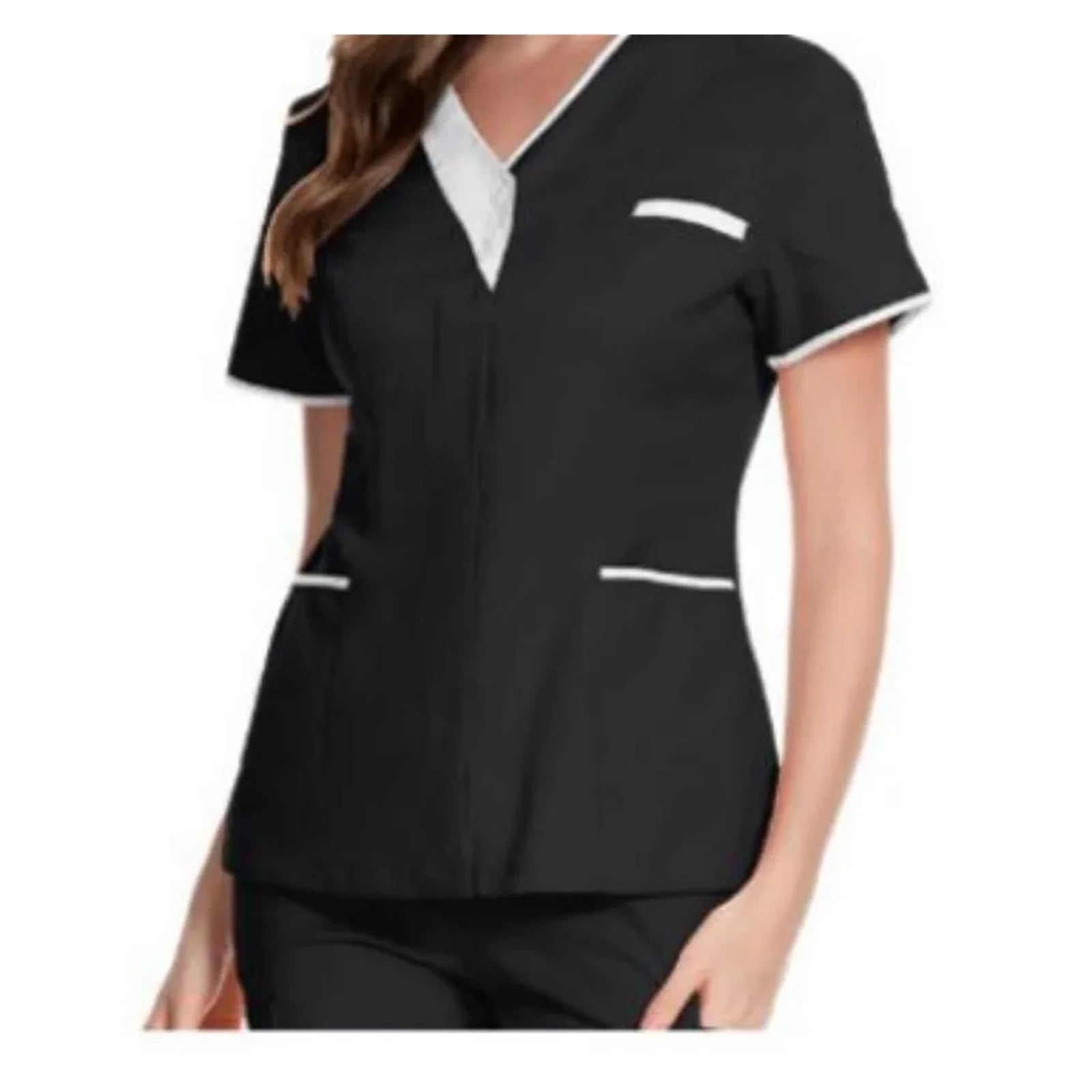 Kasacks Damen Pflege Krankenhaus-Oberteile for Händewaschen, Reine Baumwolle, Arbeitskleidung for Krankenpfleger, Oberteile, Kellneruniform, Arbeitskleidung(Green,L)