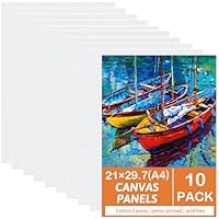 Koncci Leinwand zum Bemalen(10 Stück)-21 x 29,7 cm (A4), Baumwolle Weiße Künstler Leinwände zum Malen - Geeignet für Acryl ölfarben Anfänger Studentin Künstlerin (nicht Keilrahmen)