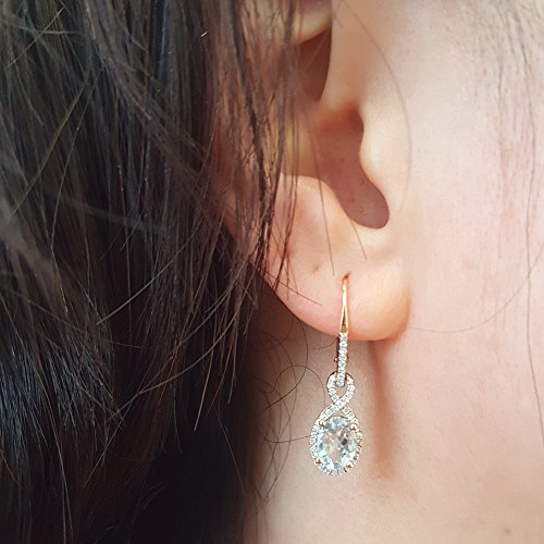 Dazzlingrock Collection Womens Halo Hoop Earrings, 14K Solid White Gold4