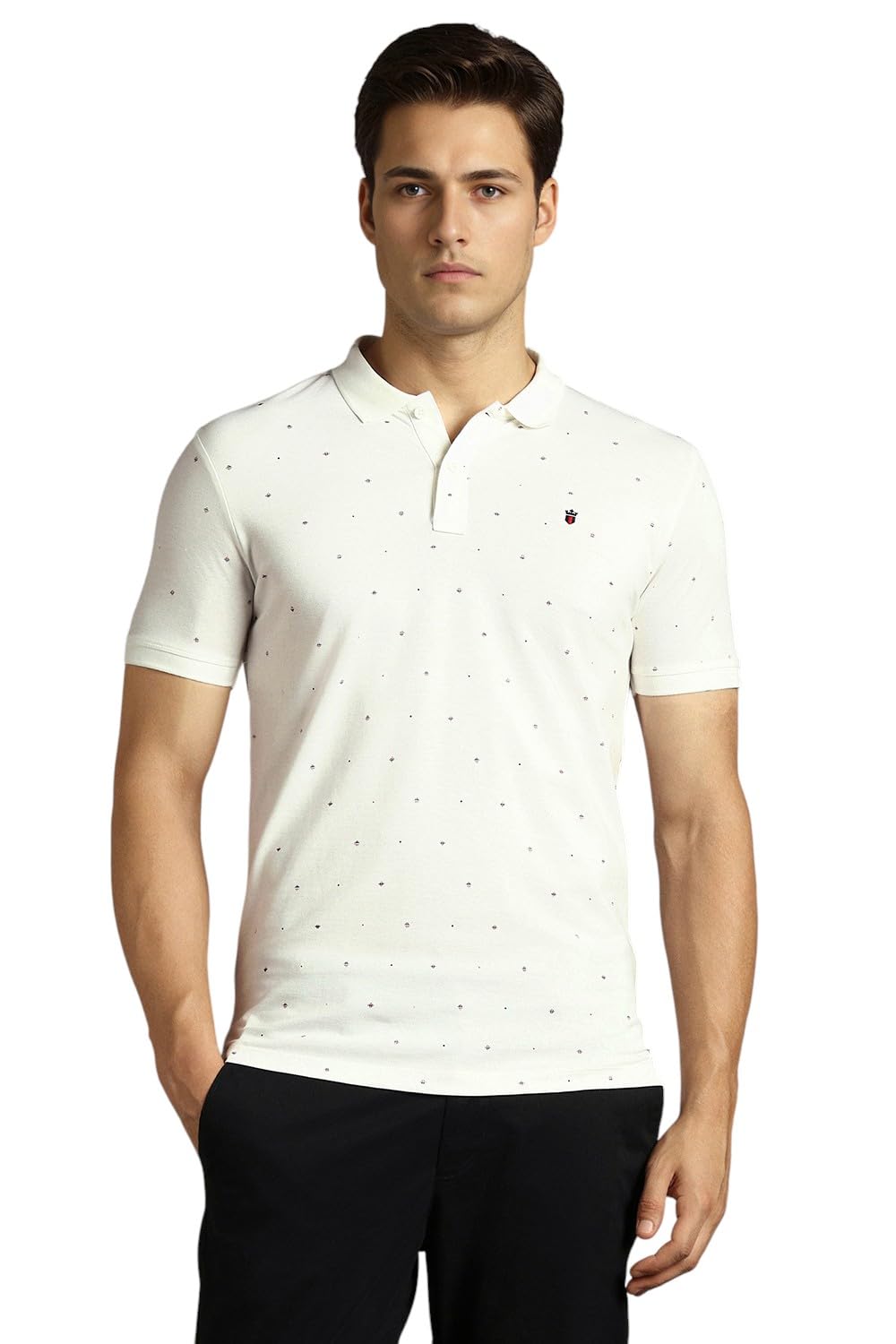 louis philippe Men's Slim Fit Premium High-End Pique in Superior Cotton All Over Print Half Sleeve Polo Tshirt for Everyday Essentials-picture-32