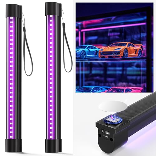 Bstrip Battery Powered Black Light, Rechargeable Blacklight, Cordless 395nm Light Glow Party, Halloween, Body Painting, 2 Packs