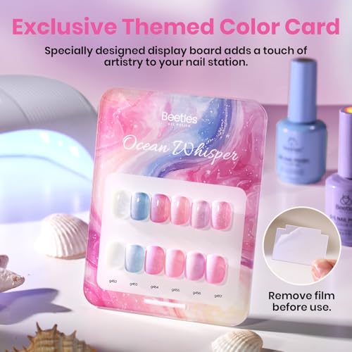 Image of beetles Pearl Gel Polish Set - Ocean Whisper Collection, 15ML Full Size Shimmer White Pink Purple Mermaid Nail Swirl Shell Thread Polish Soak Off Uv Gel Polish Effect DIY Manicure Gift for Women