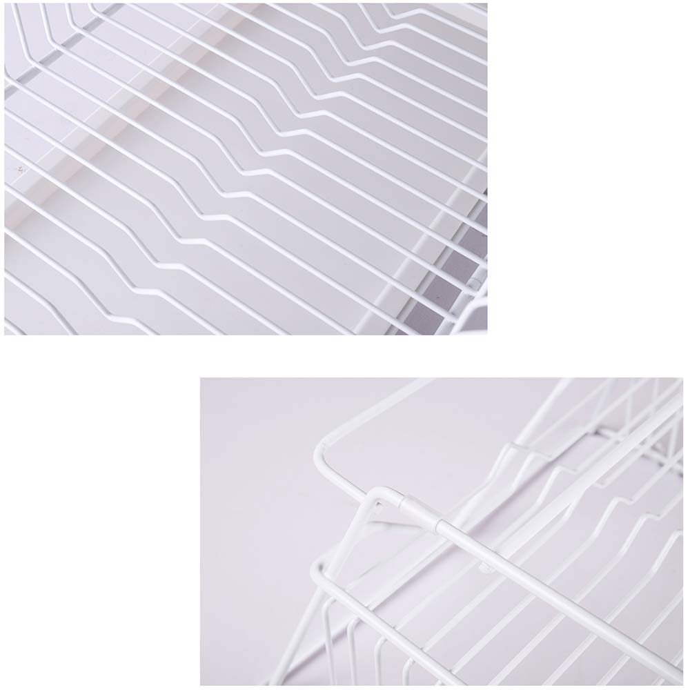 Estante de drenaje para platos, estante de almacenamiento de suelo, cesta de cubiertos para frutas y verduras, buen ayudante para almacenamiento de cocina (blanco)