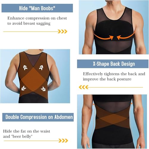 Sculptcore - Shaper Vest 2.0, Sculptcore Men's Body Shaper, Men's Compression Shirt Body Shaper Vest Workout Tank Tops3