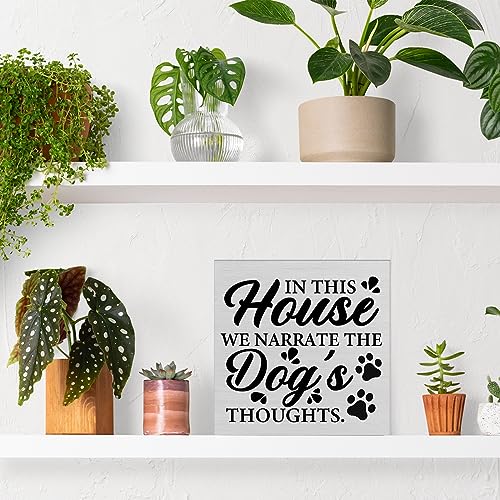 Rustic-Dog-Lover-Wooden-Box-Sign-Desk-Decor-in-This-Home-We-Narrate-the-Dogs-Thoughts-Wood-Block-Sign-Home-Tabletop-Shelf-Desk-Decoration-5-X-5-Inches Rustic Dog Lover Wooden Box Sign Desk Decor in This Home We Narrate the Dogs Thoughts Wood Block Sign Home Tabletop Shelf Desk Decoration 5 X 5 Inches