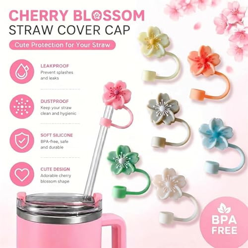 Image of BTYHAOS Straw Covers, Dust Proof Straw Toppers Fit Stanley 30 40oz Tumbler | Reusable Food-Grade Silicone Straw Covers Cap for Most 10mm Reusable Straw