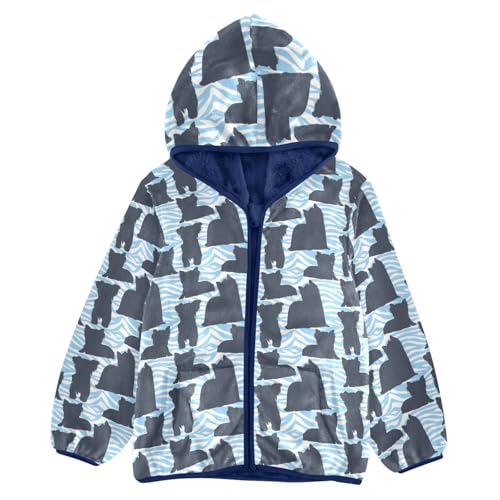 Yorkshire Terrier Dog Silhouettes Girls Fleece Jacket Girls Fall Jacket Girls Zip Up Hoodie Girls Sherpa Jacket 2-10T