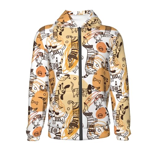 Doodle Dogs Kid Hoodies Boys Zip Up Sweatshirts Girls Pullover with Pocket2