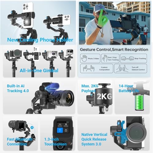 Image of FeiyuTech SCORP Mini-3 All in One 3-Axis Camera Stabilizer,Built-in AI Track Sensor Handheld Gimbal