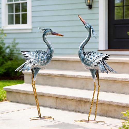 chisheen Large Garden Crane Statues Outdoor Sculptures, Metal Yard Art Heron Decor Standing for Indoor Outdoor Decor, Bird Statues for Patio Lawn Porch Decorations, Set of 2 by chisheen - Image 7