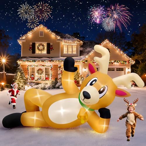 Kalolary 10 FT Aufblasbarer Weihnachtsmann Dekorationen, Liegendes...