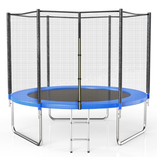 AOTOB 8 FT Trampoline Safety Enclosure Net Combo Bounce Jump for Kids Outdoor with Spring Pad Jump Mat & Ladder