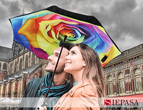 Image of SIEPASA Automatic Open Close Compact Travel Umbrella with Wind Vent Umbrella big size Lightweight Windproof Folding for men Women