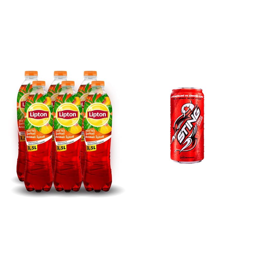 Lipton Ice Tea Şeftali Soğuk Çay Pet 1.5 L x 6 Adet ve 330 ml Sting