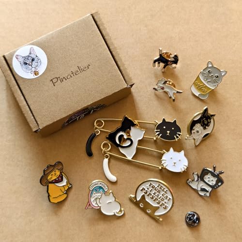 11Pcs Cat Cute Pins Sets Cartoon Enamel Pins Brooch for cat lovers Lapel Pins Badges Accessories2