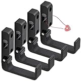 DeYoungArbeit Foldable Gun Rack Wall Mount - 2.3' Deep Vegan Leather Coated Hooks for Scoped Rifles | Secure Firearm Storage with Lock Holes & Space Saving Design (2/4/8 Pack)(Black 4-Pack)