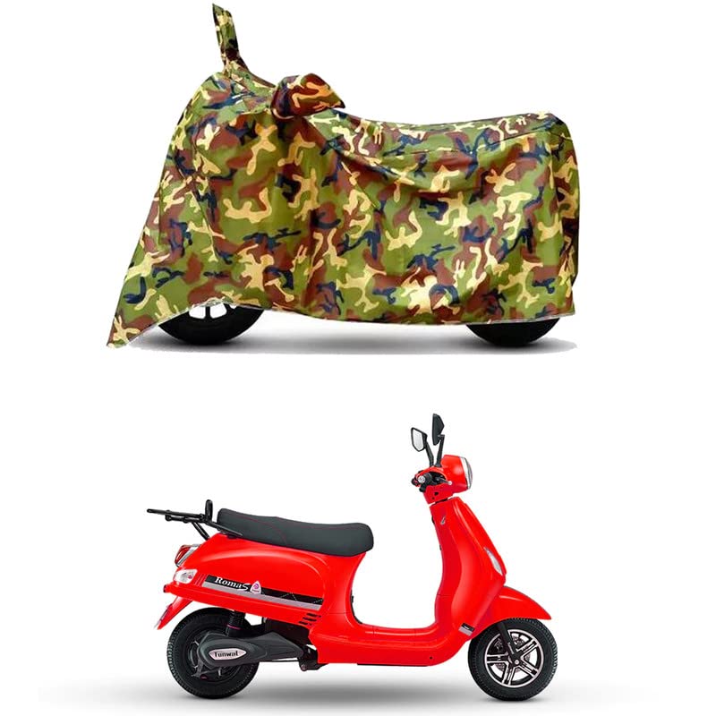 Image of Waterproof 100% PVC Coated Full Bike Scooty Two Wheeler Body Cover Compatible for Tunwal Roma S /UV-Rays /Heat Protection /Birds Dropping /Scratchproof /Dust Proof /All Varient[6X6 Jungle Print]