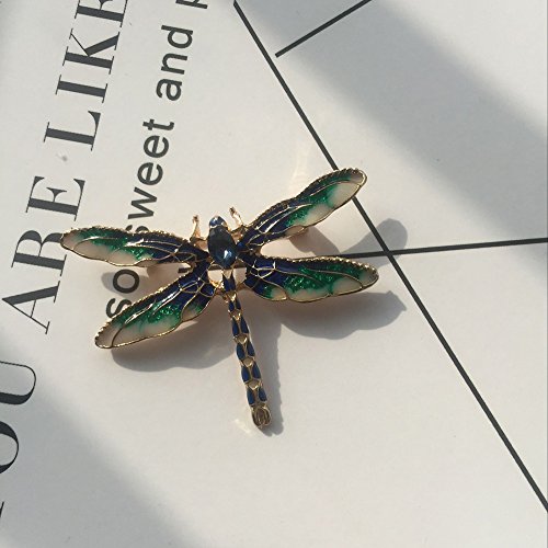 Minghua Pretty Enamel Red Blue Dragonfly Brooch Pin Charm Women Men Pin Jewelry (Green) #TOP2