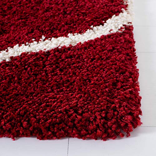 Image of SWEET HOMES Super Ultra Soft Shaggy Handcrafted Anti-Skid Silk Touch Rectangular Carpet. Size 3X5 Feet, Colour, Red /Ivory