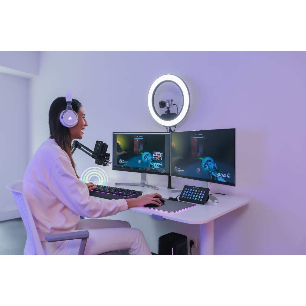 Elgato Ring Light - Hochwertige Beleuchtung in 2500 Lumen mit Tischklemme und Kugelgelenk zum Streamen, TikTok, Instagram, Home Office, Temperatur und Helligkeit per App anpassbar auf Mac, PC, Android