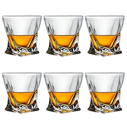 Asng Crystal Whiskey Glasses-Premium 10 OZ Scotch Glasses Set of 6 /Old Fashioned Whiskey Glasses/Gift for Scotch Lovers/Style Glassware for Bourbon/Rum glasses/Bar Tumbler Whiskey Glasses