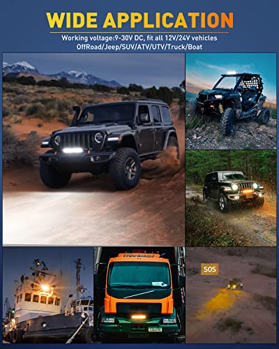 Naoevo 5 Inch Flush Mount Led Light Pods And Naoevo 12 Inch 420W Spot Flood Led Light Bar, 6 Modes Memory Function Driving Work Light With 12 Ft Wiring Harness For Truck Boat Tractor Jeep Golf Cart #TOP5