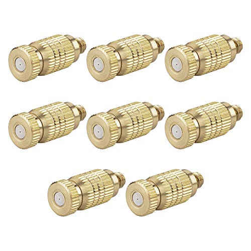 Bluecell 8pcs High Pressure Brass Misting Nozzles Fogging Spray Head for Outdoor Cooling System, 0.016 Bluecell 8pcs High Pressure Brass Misting Nozzles Fogging Spray Head for Outdoor Cooling System, 0.016