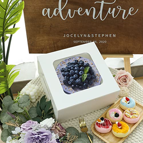 Moretoes MORETOES201905160010 24Pcs Cake Boxes, 10X10X5 Inches White Square Bakery Boxes thumb #4
