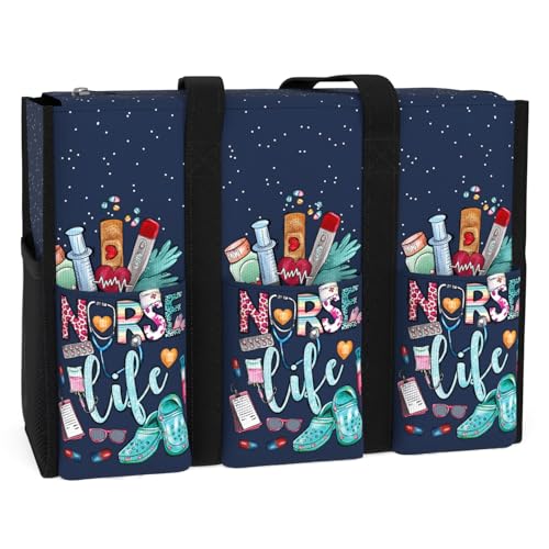 Image of 84hoods Multi-Pocket Tote Bag for Women. Waterproof Bag with Multiple Convenient Pockets and Zipper. Gift for Nurses.