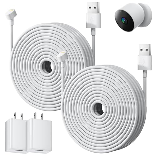 Aorle 2 Pack 25ft/7.5m Power Cable Compatible with Google Nest Cam Battery (2nd Gen) Weatherproof Power Adapter for Continuously Charging of Nest Cam 5V 2A Outdoor or Indoor Charger Cable