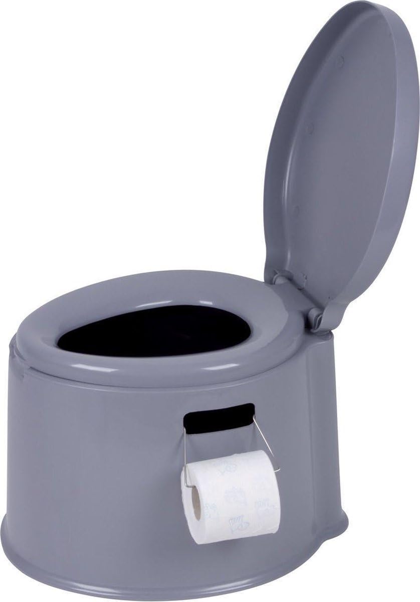 Przenośna Toaleta Kempingowa 5 L - Kompaktowa Toaleta Turystyczna - Lekka - Wyjmowany Pojemnik - Uchwyt na Papier Toaletowy