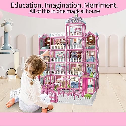 بيت دمى من بيونتي، بيت الاحلام للبنات - 3 طوابق و8 غرف، بيت دمى للاطفال الصغار، هدية للاطفال من سن 3-10 سنوات. (D)