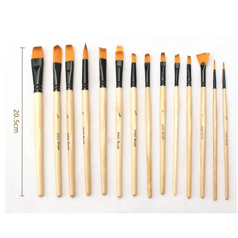 Ensemble De 14 Pinceaux À Gouache en Nylon, Idéal pour Les Artistes Et Les Étudiants en Acrylique.(D-24,5 * 28Cm)