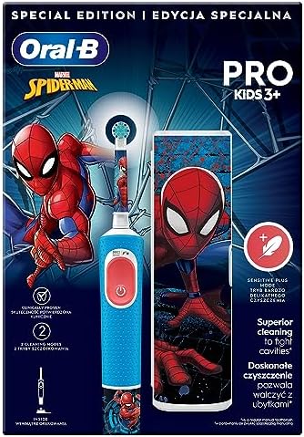 Oral-B Pro Kids Szczoteczka Elektryczna dla Dzieci z postaciami z filmu "Spider-Man", Stworzona w Technologii Braun, dla Dzieci w Wieku Powyżej 3 lat