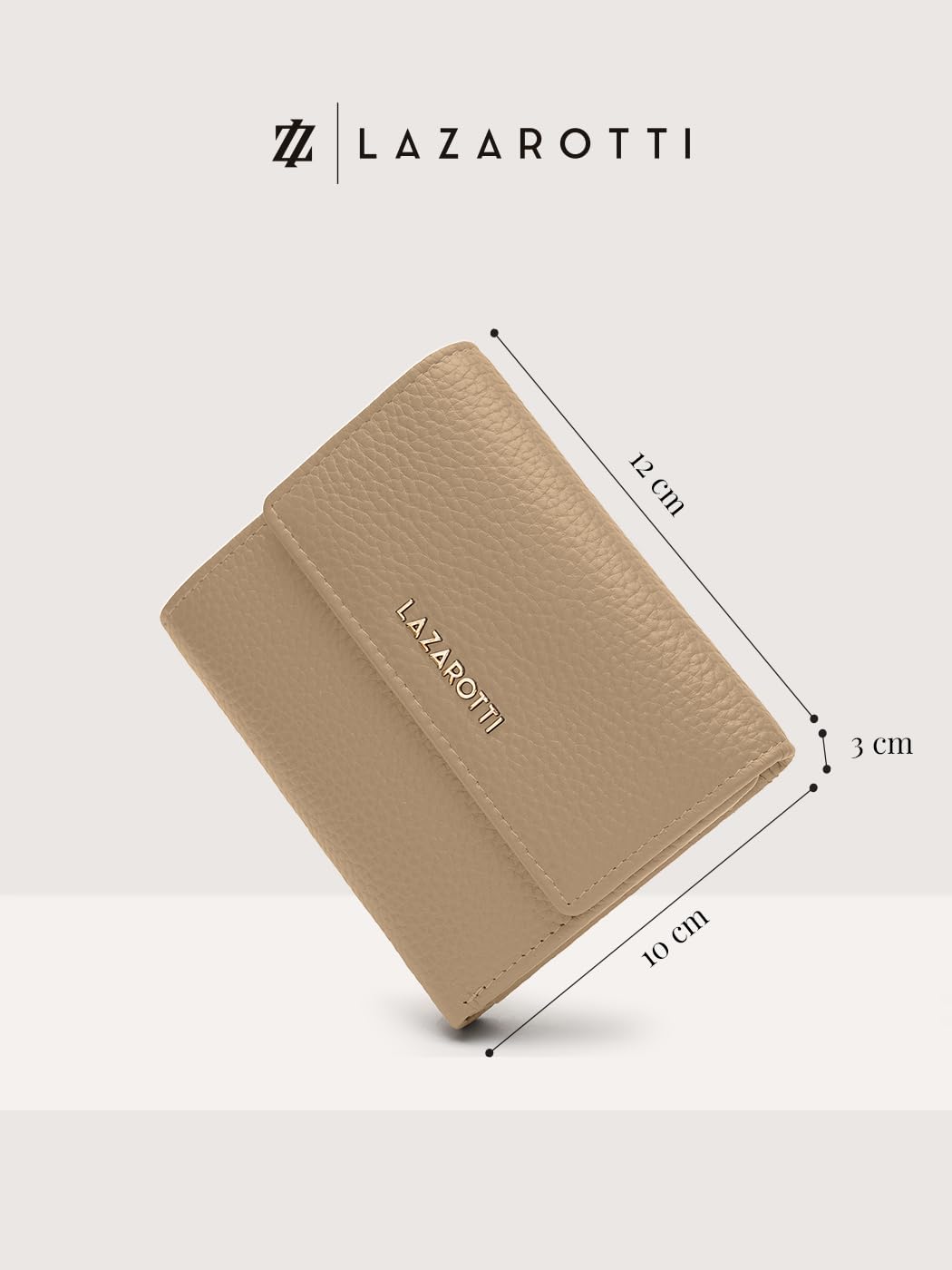 Lazarotti Bologna mittelgroße Leder Geldbörse Damen | mit Druckknopf, 8 Kartenfächer, Münzfach, RFID-Schutz | 12 x 10 x 3 cm (2 Breiten einstellbar)
