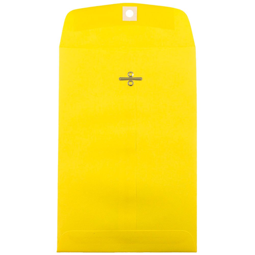 JAM PAPER 6 x 9 Open End Catalog Colored Envelopes with Clasp Closure - Yellow Recycled - Bulk 250/Box