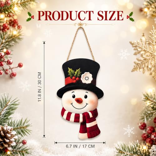 Image of Christmas Decorations - Winter Snowman Wooden Welcome Sign for Front Door