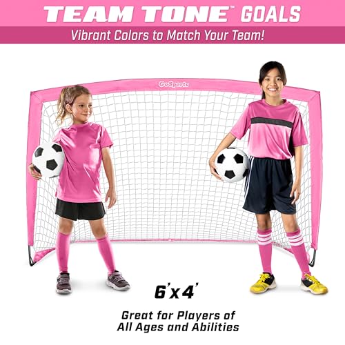Image of GoSports Portable Soccer Goals for Kids - 13 Color Options - Choose 4 x 3 ft or 6 x 4 ft - Team Tone Pop Up Nets for Backyard
