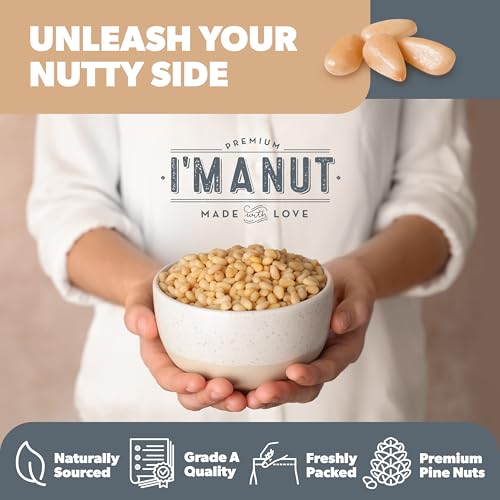 image for I'm A Nut Premium Raw Pine Nuts 8oz Non-GMO, No Additives Batch Tested