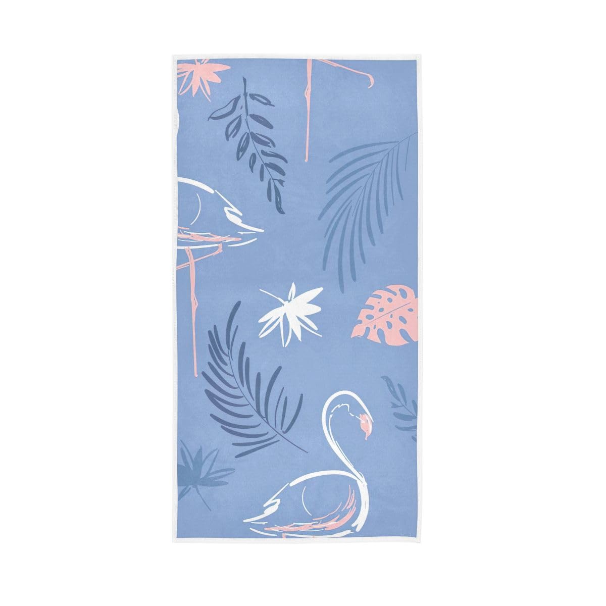 HUYGD Tropical Leaves Flamingo Hand Towels, Bathroom Towel for Hand, Face, Hair, Yoga, Kitchen, Bath 15 x 30 Inches