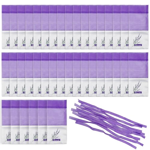 Tekenewbse 40 Pezzi Sacchetti per Lavanda Vuoti Con Nastri Viola, Sacchetti Organza Grandi Profumati in Cotone per Spezie ed Erbe