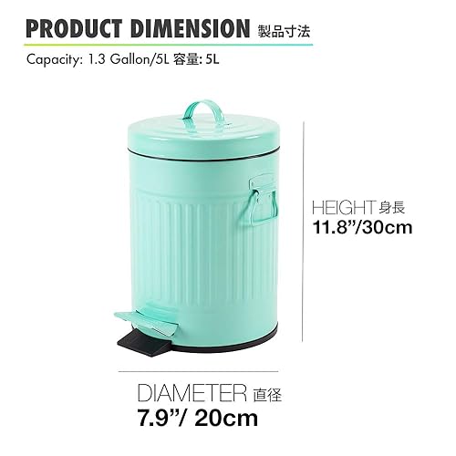 Miniatura 3 de Cubo de basura de baño con tapa, cubo de basura para dormitorio con tapa de cierre suave