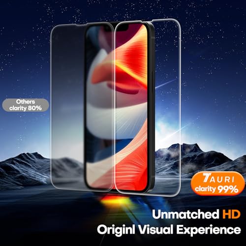 Image of TAURI 3 Pack for iPhone 13 Pro Screen Protector 6.1 inch with Auto-Installation Tool, Tempered Glass, Scratch-Resistant, [Military Grade Protection] Film