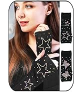 Formery Star Fingerless Gloves Black Rhinestone Glove Sparkly