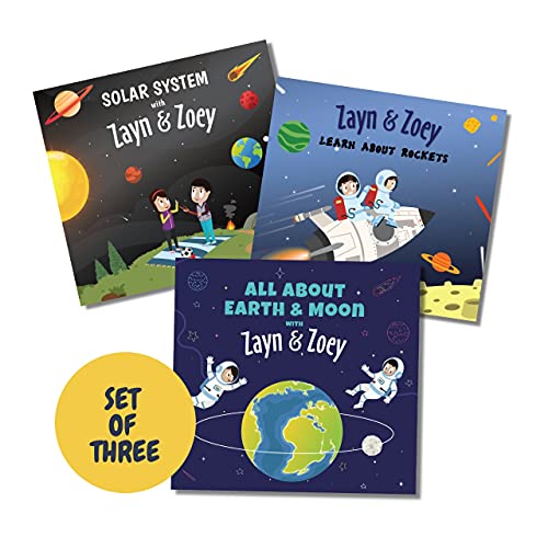 Image of Space Adventure Kids Books Set of 3 (Rockets, Solar System, Earth Moon) - STEM Science Picture Books for Kids Ages 4-9 - Educational Learning | Zayn and Zoey