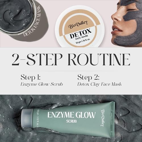 Image of Enzyme Glow Scrub & Detox Clay Face Mask Combo for Women & Men | Face Scrub for Tan Removal, Dead Skin & Blackheads | Clay Mask for Oil Control & Deep Pore Cleansing