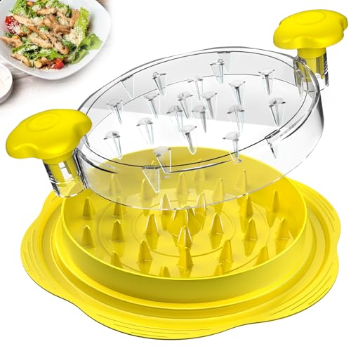 Image of Chicken Shredder Tool Twist Large Chicken Breast Shredder with Brush&Fork, Visible Meat Shredder Machine, Strong Anti-Slip Strip, Ergonomic Handle, BPA Free, Suitable for Pork Beef Chicken(Yellow)