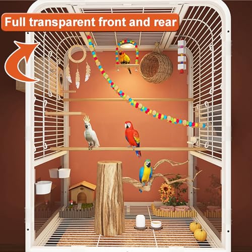 Jaula grande para pájaros de interior con ruedas y soporte de percha para loros y cacatúas