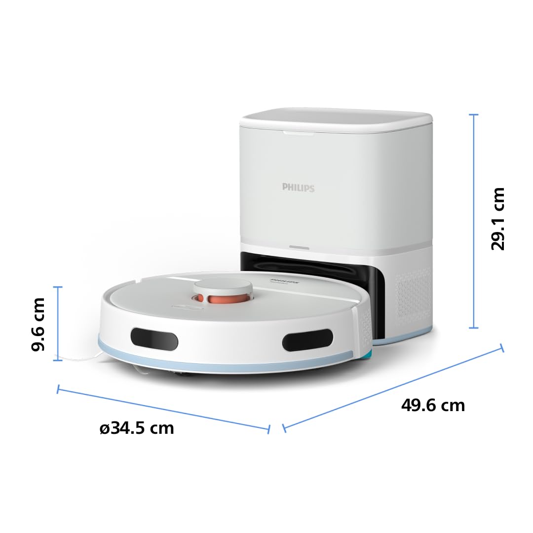 Philips Robot Aspirapolvere Serie 2000 - Aspirazione 2700 Pa, Navigazione Laser, HomeRun App, Stazione di Svuotamento Automatica, 130 minuti di Autonomia, Modalità Tappeto (XU2100/20)